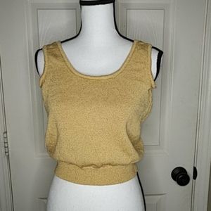 Vintage St John By Marie Gray Santana Shell Top Gold Metallic Scoop Neck…